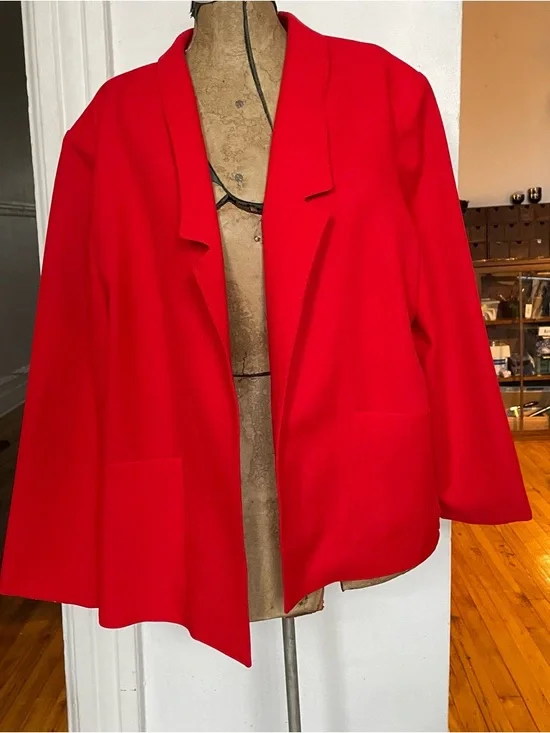 Red Open-Front Women’s Jacket - Picture 2 of 5